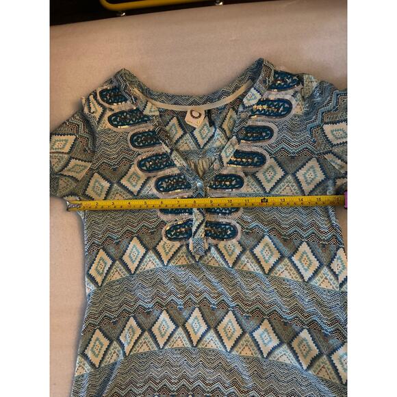 Akemi + Kin ANTHRO Turquoise Sequin Top S Bohemian Festival Hippie Mermaid - Picture 7 of 10